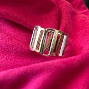 Silpada “Framework” Ring size 6 mixed metal colours, silver and yellow gold